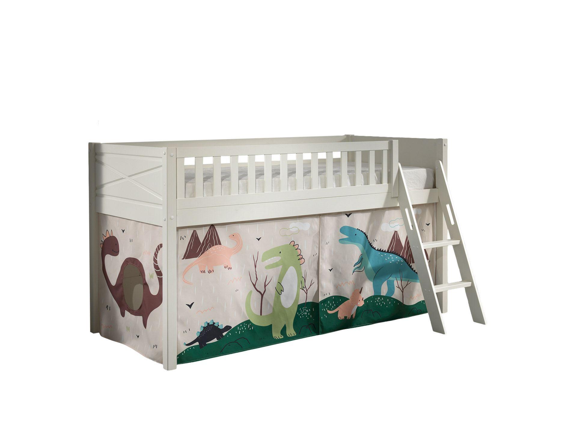 wohnli-moebel-suche-800001042870 Wohnli Möbelsuche - KINDERBETT Karyl 208x114x135 Massivholz Weiß Textilset Dino