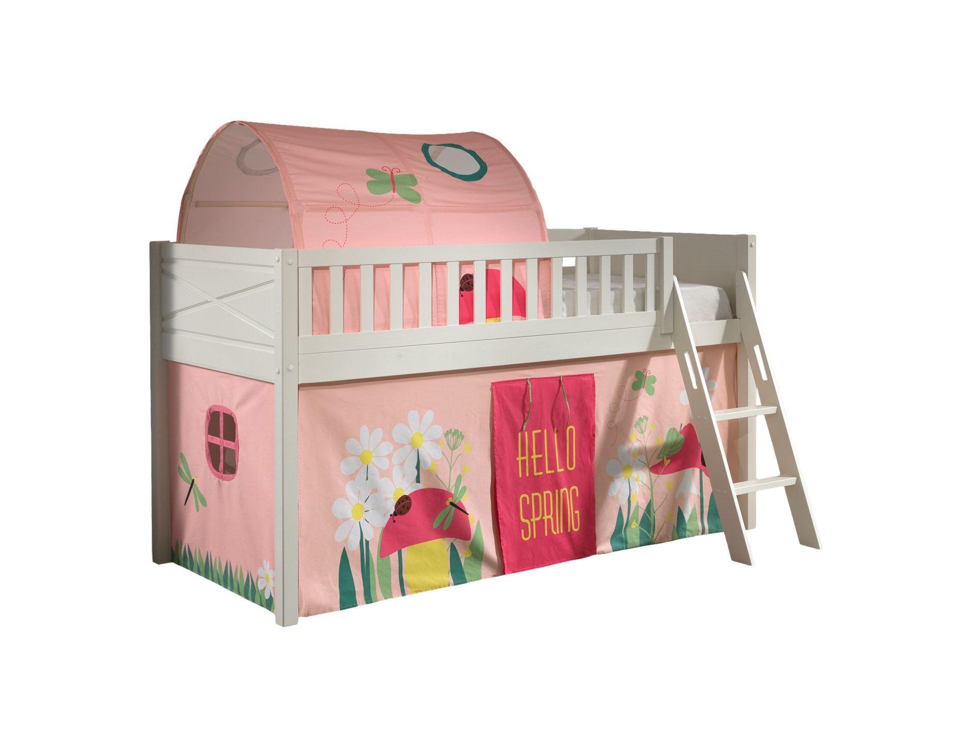 Wohnli Möbelsuche - KINDERBETT Karyl 208x114x135 Massivholz Weiß Textilset Spring 2