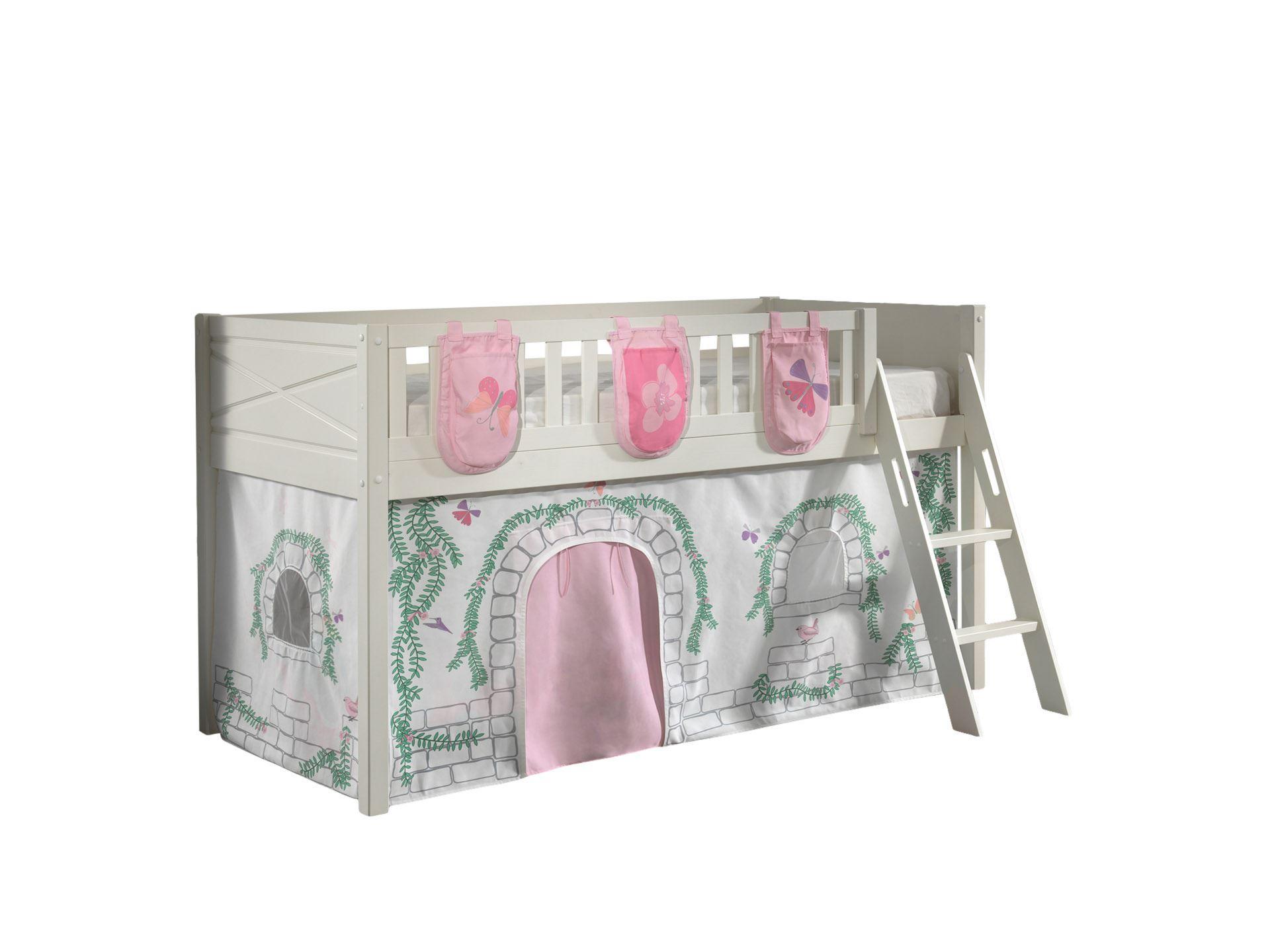 Wohnli Möbelsuche - KINDERBETT Karyl 208x114x135 Massivholz Weiß Textilset Birdy 3