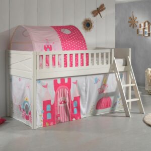 KINDERBETT Karyl 208x114x135 Massivholz Weiß Textilset Princess 2 Holz 58aufmkessel Möbel > Betten > Hoch- und Etagenbetten > Hochbetten Weiß