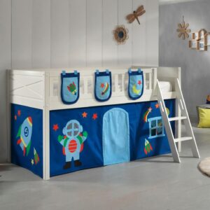 wohnli-moebel-suche-800001042878-1 KINDERBETT Karyl 208x114x135 Massivholz Weiß Textilset Astro 3 Holz 58aufmkessel Möbel > Betten > Hoch- und Etagenbetten > Hochbetten Weiß