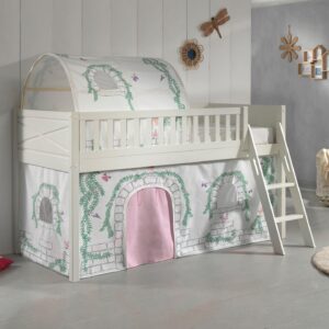 wohnli-moebel-suche-800001042879-1 KINDERBETT Karyl 208x114x135 Massivholz Weiß Textilset Birdy 2 Holz 58aufmkessel Möbel > Betten > Hoch- und Etagenbetten > Hochbetten Weiß