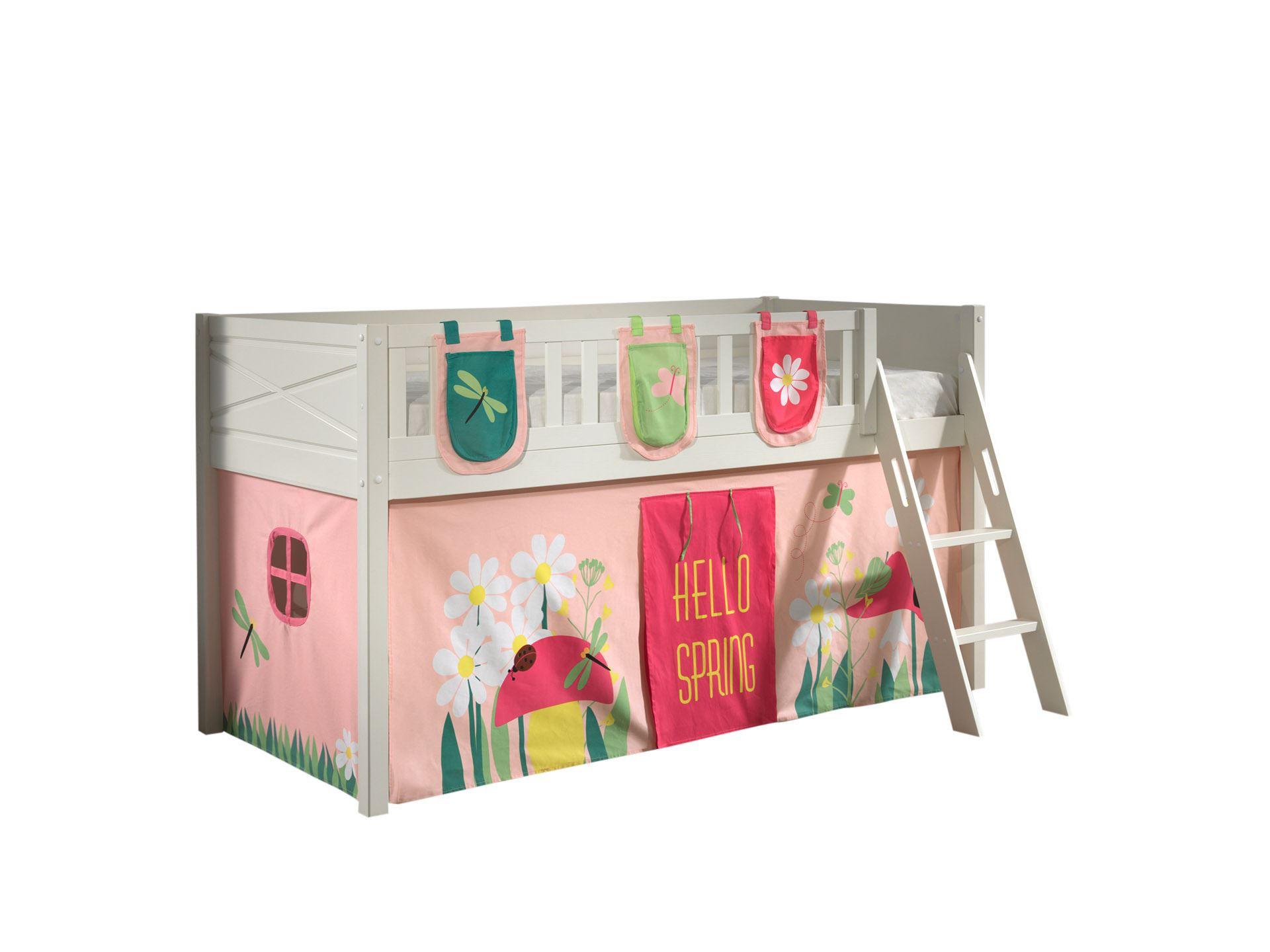 Wohnli Möbelsuche - KINDERBETT Karyl 208x114x135 Massivholz Weiß Textilset Spring 3