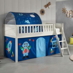wohnli-moebel-suche-800001042881-1 KINDERBETT Karyl 208x114x135 Massivholz Weiß Textilset Astro 2 Holz 58aufmkessel Möbel > Betten > Hoch- und Etagenbetten > Hochbetten Weiß