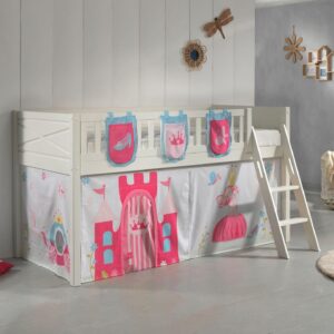 wohnli-moebel-suche-800001042882-1 KINDERBETT Karyl 208x114x135 Massivholz Weiß Textilset Princess 3 Holz 58aufmkessel Möbel > Betten > Hoch- und Etagenbetten > Hochbetten Weiß
