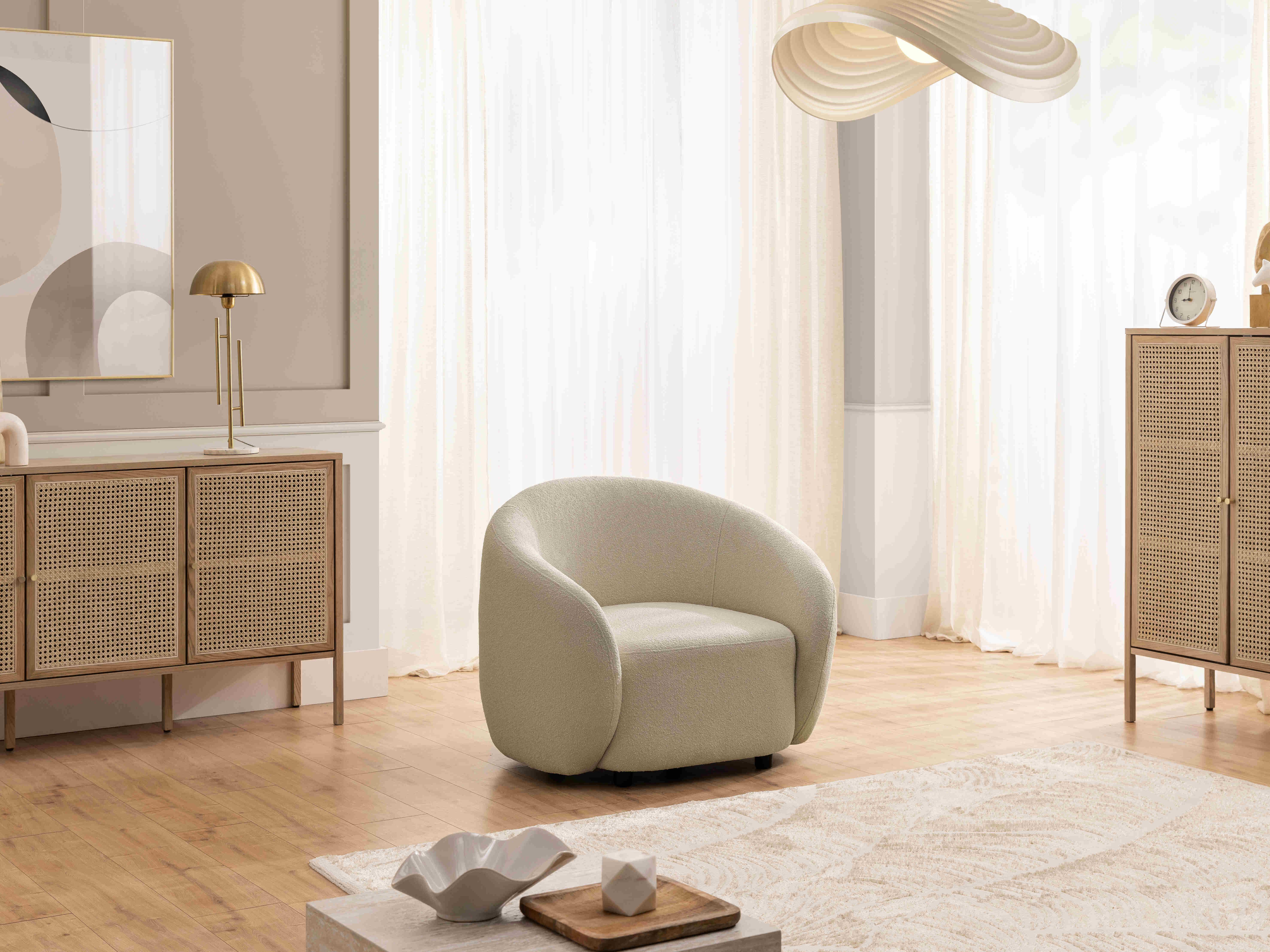 wohnli-moebel-suche-800001043477-1 SESSEL Roundi Beige Bouclé Textil S-Style Möbel Möbel > Sessel > Polstersessel Beige