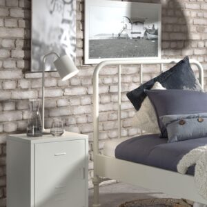 wohnli-moebel-suche-800001045712-1 NACHTKOMMODE Kay 40x40x60 Industrial Design aus Metall Weiß Metall 58aufmkessel Möbel > Kommoden & Schubladenschränke > Nachttische Weiß