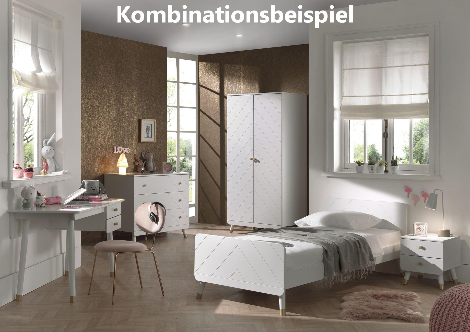 NACHTKOMMODE Kamillah 43x40x45 MDF Satin Weiß Holzwerkstoff 58aufmkessel Möbel > Kommoden & Schubladenschränke > Nachttische Weiß