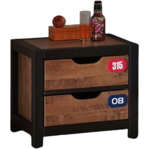 wohnli-moebel-suche-800001045929-1 NACHTSCHRANK Kameko 50x45x45 MDF+Massivholz Schwarz/Cognac Holzwerkstoff 58aufmkessel Möbel > Kommoden & Schubladenschränke > Nachttische Schwarz