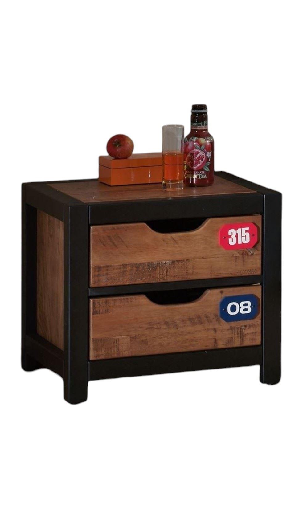 wohnli-moebel-suche-800001045929 Wohnli Möbelsuche - NACHTSCHRANK Kameko 50x45x45 MDF+Massivholz Schwarz/Cognac