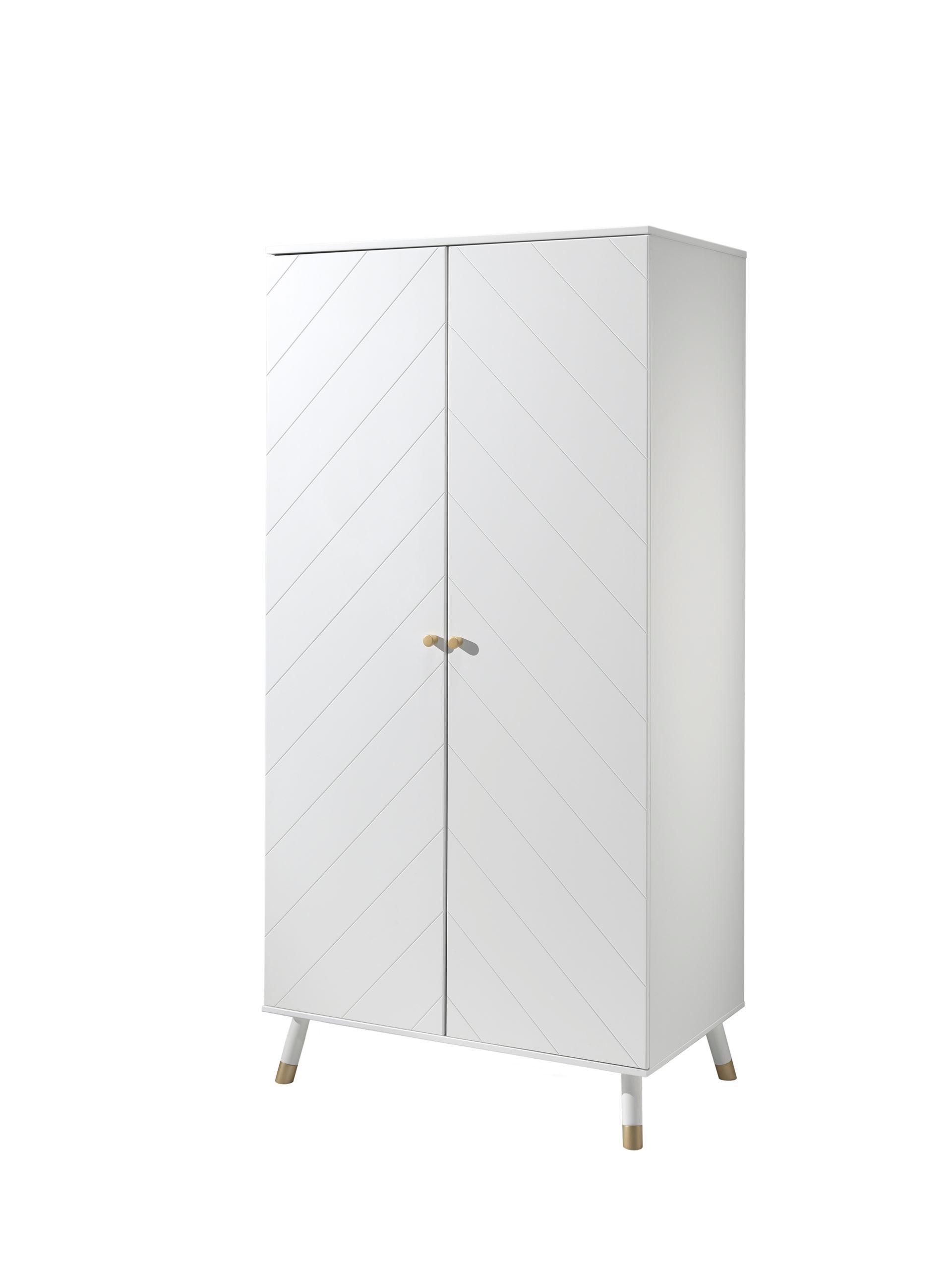 Wohnli Möbelsuche - KLEIDERSCHRANK Kamillah 100x59x200 mit 2 Türen aus MDF in Satin Weiß