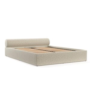 Wohnli Möbelsuche - POLSTERBETT Solvo mit Stauraum 160/200 cm Hellbeige im Blur Stoff