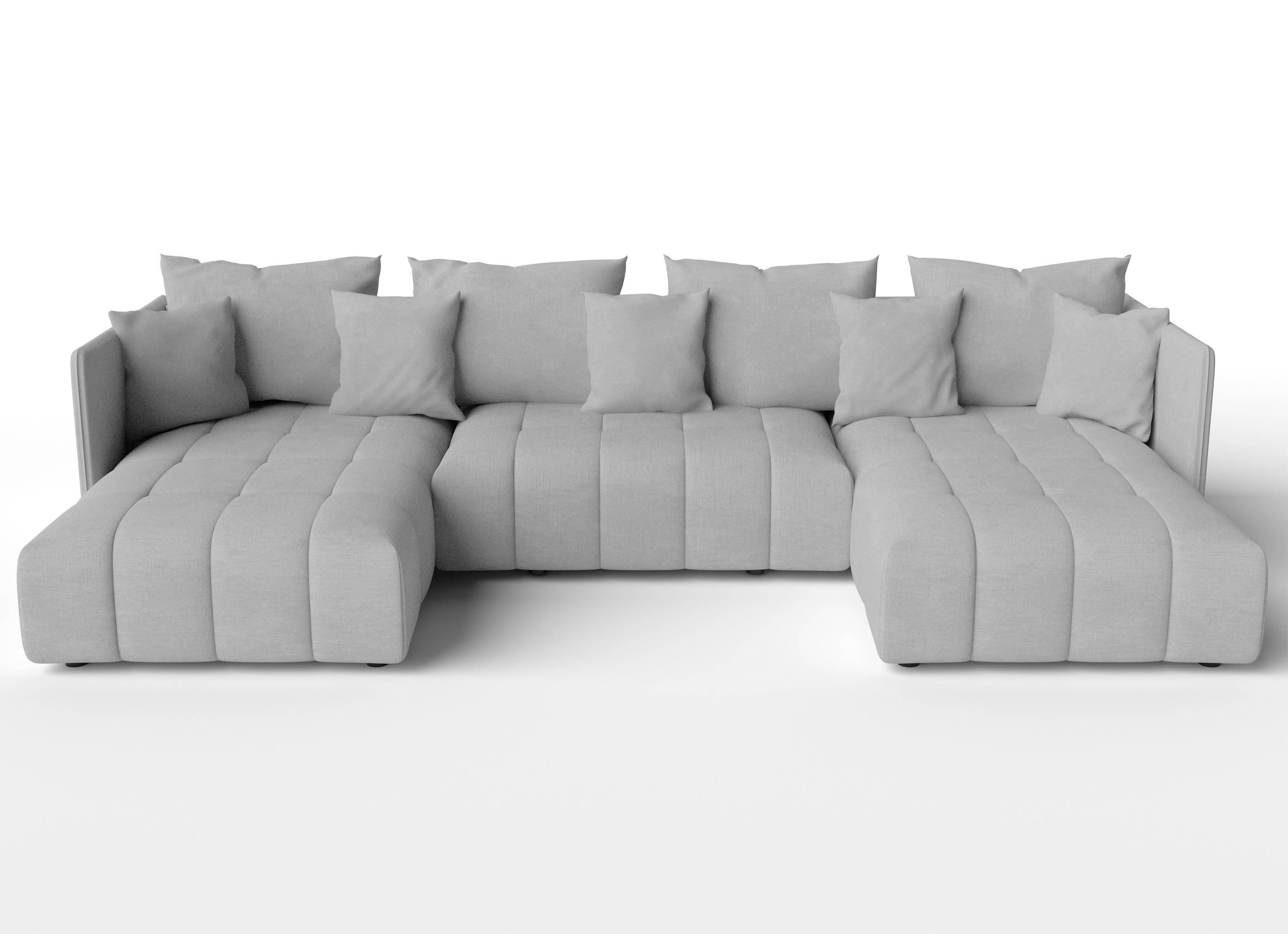 wohnli-moebel-suche-800001048265 Wohnli Möbelsuche - WOHNLANDSCHAFT Veliro U Hellgrau 353/180/83 cm mit Schlaffunktion und Bettkasten