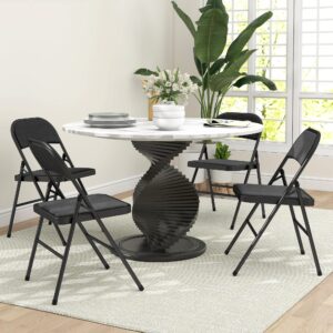 wohnli-moebel-suche-800001048462-1 KLAPPSTUHL 4er Set Polyester Stahl Schwarz Kunststoff HOMCOM Möbel > Stühle > Klappstühle Schwarz