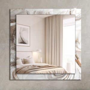 SPIEGEL 60 x 60 cm Rechteckig mit Aufdruck Glas TULUP Spiegel > Wandspiegel Beige