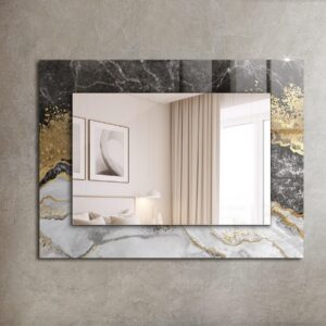 wohnli-moebel-suche-800001051627-1 SPIEGEL 80 x 60 cm Rechteckig mit Aufdruck Glas TULUP Spiegel > Wandspiegel Schwarz