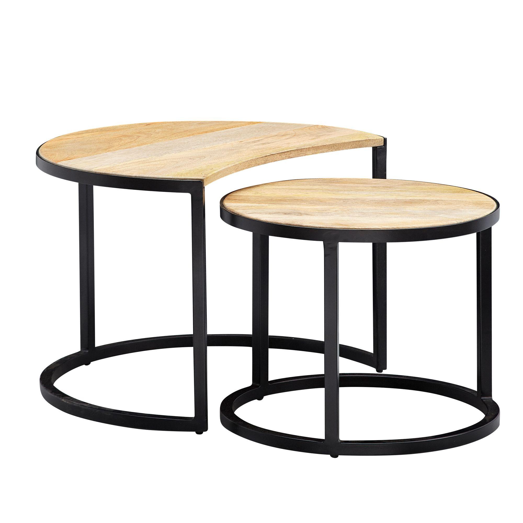 Wohnli Möbelsuche - COUCHTISCH 2er Set Holz Metall Industrial Handgefertigt ESINO
