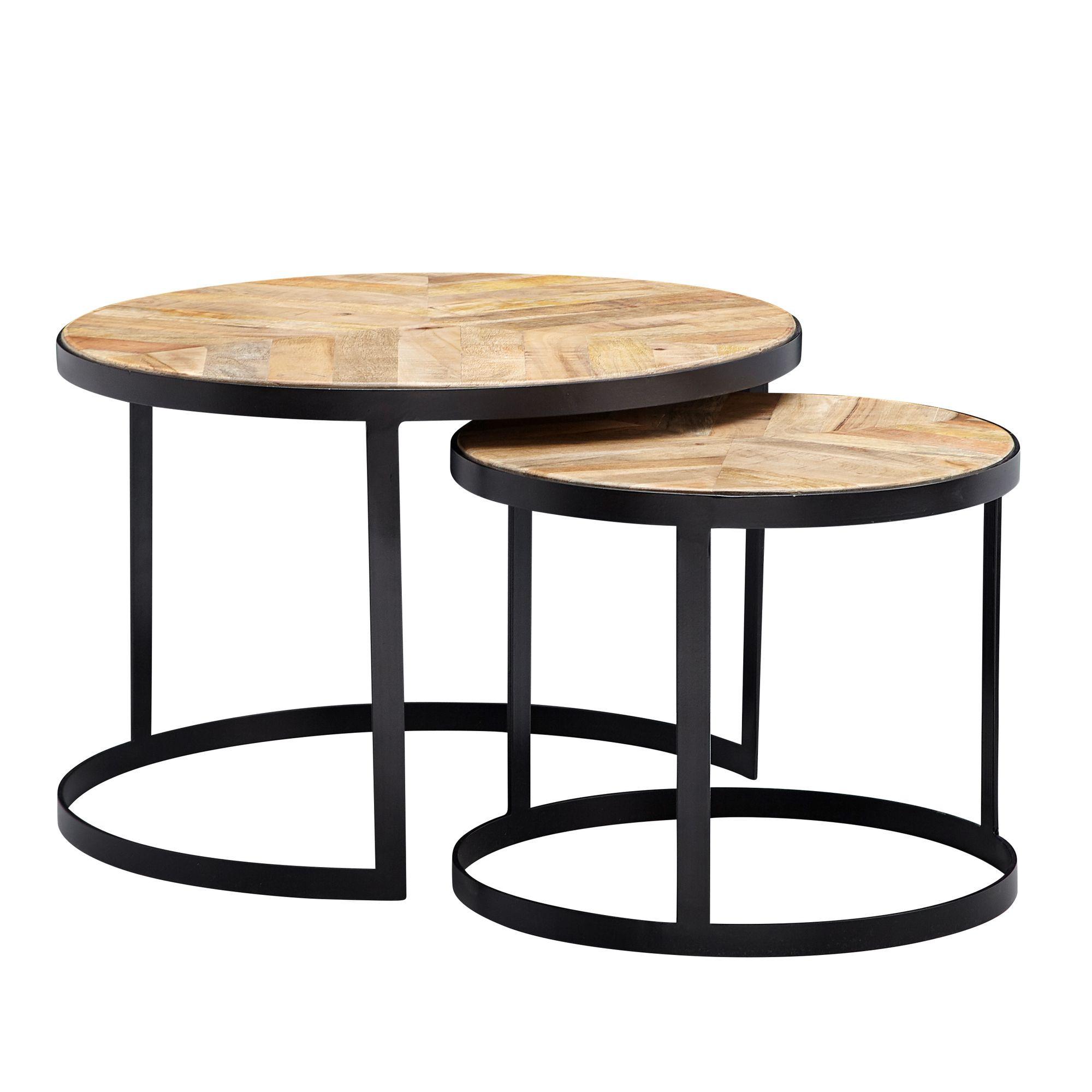 Wohnli Möbelsuche - COUCHTISCH 2er Set Massivholz Metall Platzsparend Handgefertigt ESINO