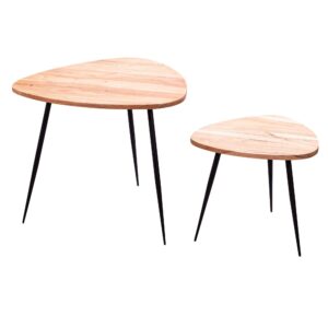 wohnli-moebel-suche-800001054119 Wohnli Möbelsuche - BEISTELLTISCH Set – Holz Metall Braun Schwarz 60x51x60 cm 42x37x42 cm