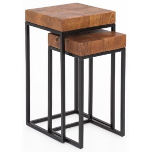 wohnli-moebel-suche-800001054130 Wohnli Möbelsuche - BEISTELLTISCH Set – 2-teilig Massivholz Metall handgefertigt Industrial