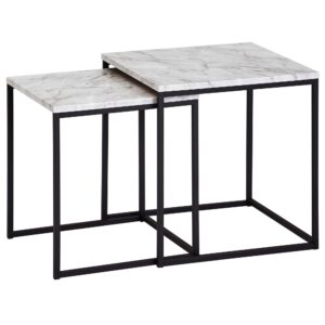 wohnli-moebel-suche-800001054131 Wohnli Möbelsuche - BEISTELLTISCH Set – 2-teilig Marmoroptik Metall 40x42