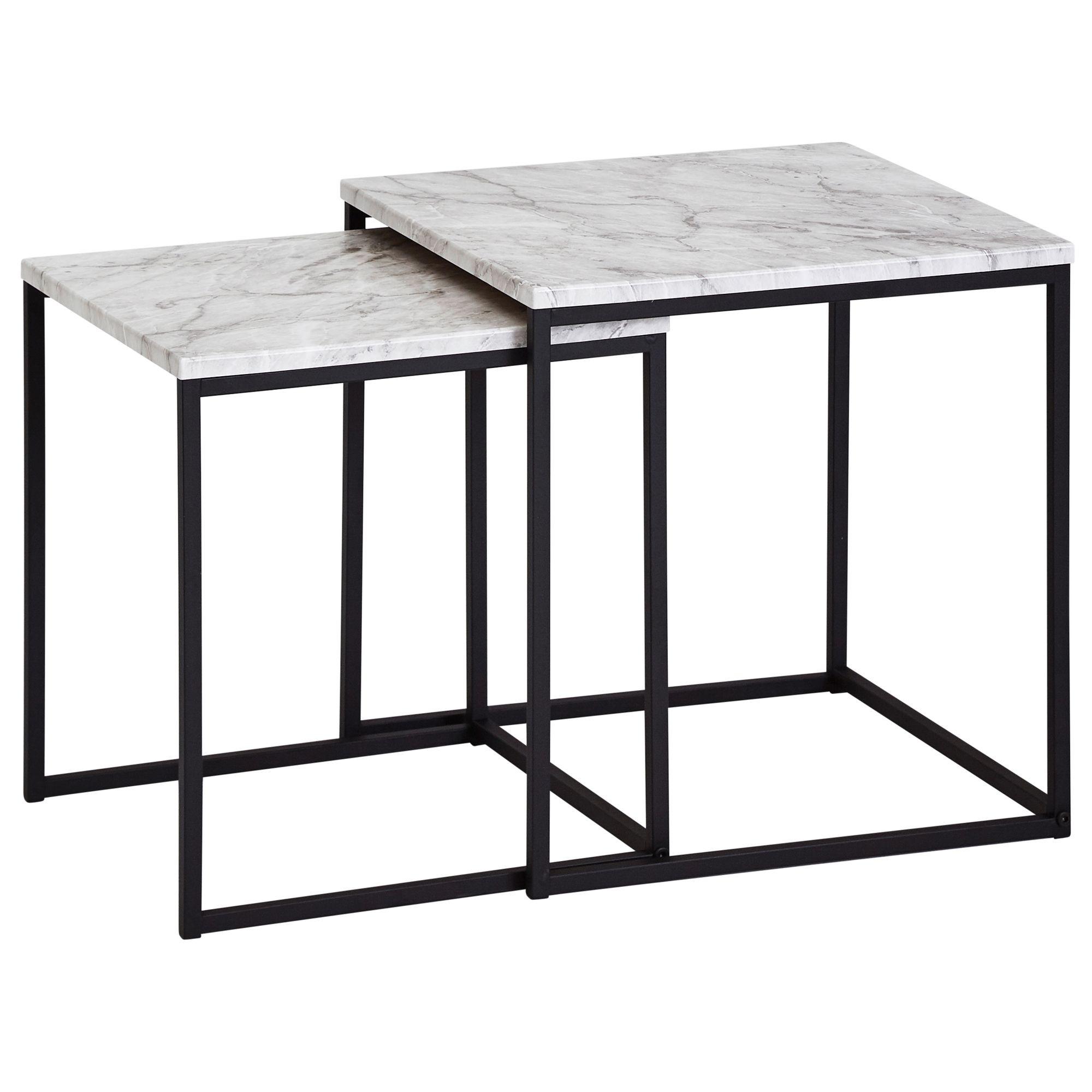 wohnli-moebel-suche-800001054131 Wohnli Möbelsuche - BEISTELLTISCH Set – 2-teilig Marmoroptik Metall 40x42