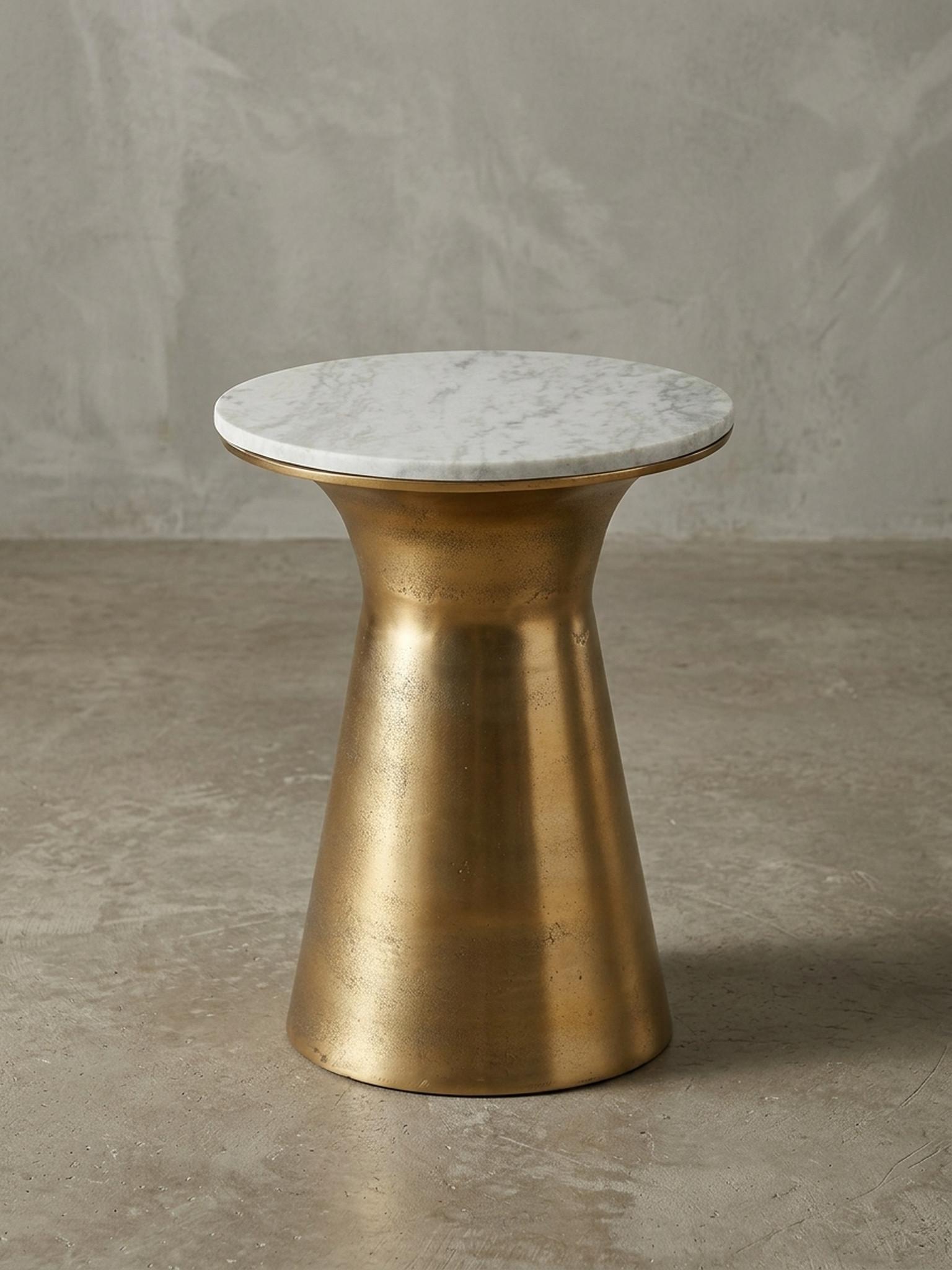 BEISTELLTISCH – Rund Marmor Weiß Metall Goldfarben 35x35x45 cm Stein KADIMA DESIGN Möbel > Tische > Beistelltische Weiß