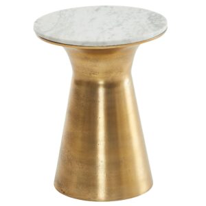 Wohnli Möbelsuche - BEISTELLTISCH – Rund Marmor Weiß Metall Goldfarben 35x35x45 cm