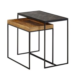 wohnli-moebel-suche-800001054150 Wohnli Möbelsuche - BEISTELLTISCH Set – Mango Massivholz Eisen Anthrazit Braun Industrial