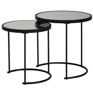 wohnli-moebel-suche-800001054151 Wohnli Möbelsuche - BEISTELLTISCH Set – Schwarz Glasplatte modern 50x50x50 cm 42x45x42 cm