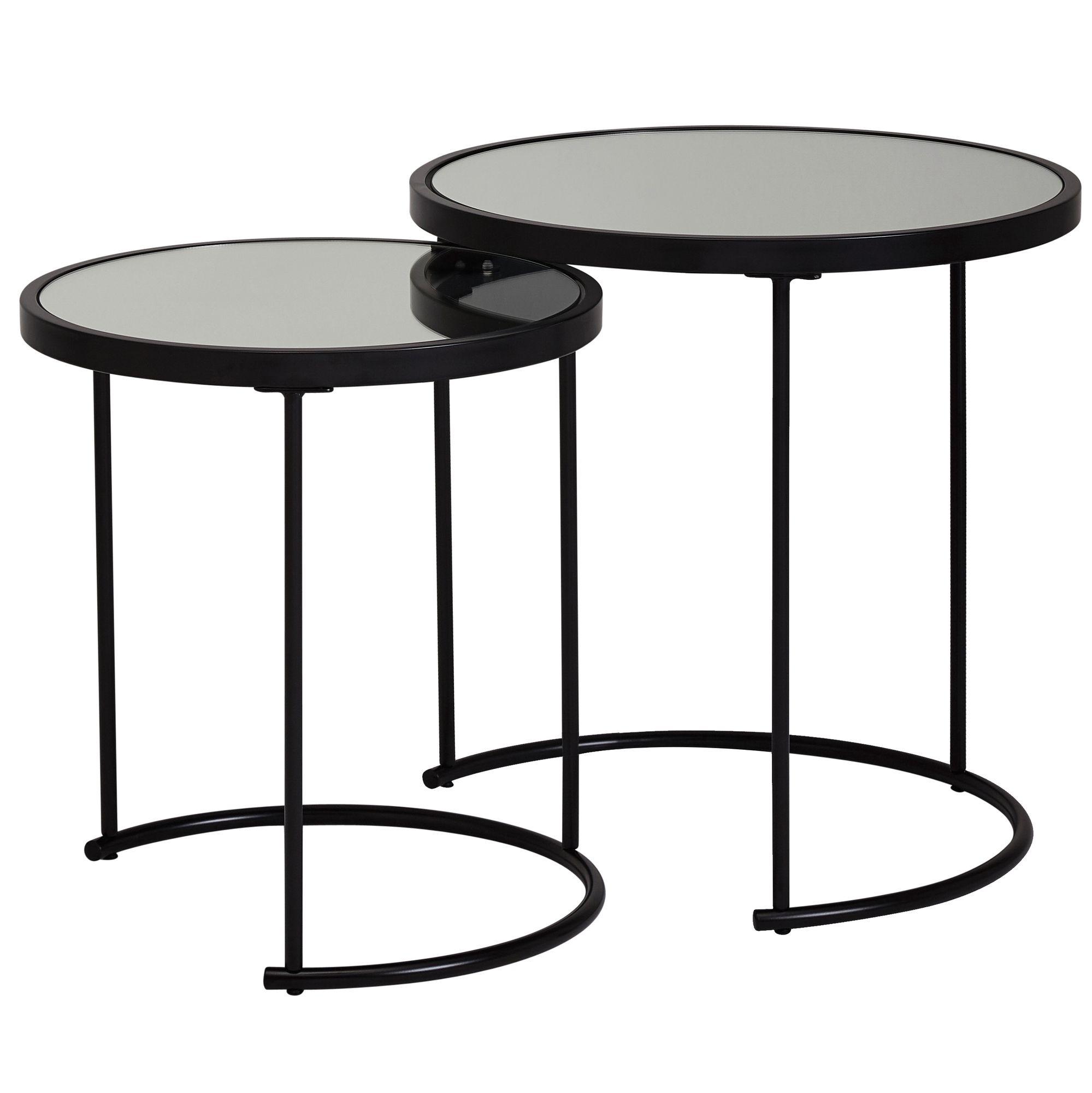 Wohnli Möbelsuche - BEISTELLTISCH Set – Schwarz Glasplatte modern 50x50x50 cm 42x45x42 cm
