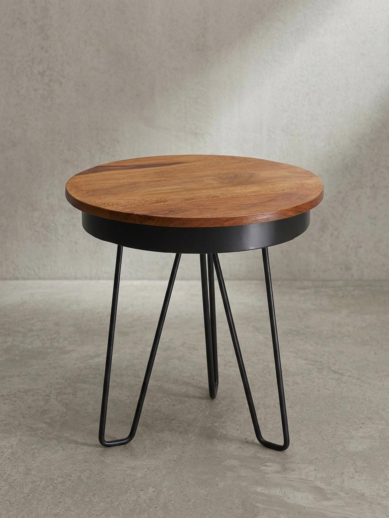 BEISTELLTISCH – Massivholz Metall stabil Industrial Holz KADIMA DESIGN Möbel > Tische > Beistelltische Braun