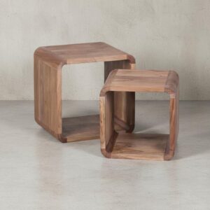 wohnli-moebel-suche-800001054155-1 BEISTELLTISCH Set – 2-teilig Akazie Massivholz handgefertigt Holz KADIMA DESIGN Möbel > Tische > Beistelltische Beige