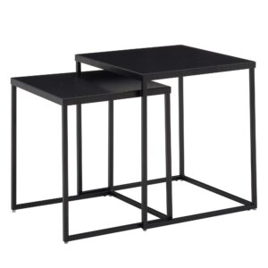 wohnli-moebel-suche-800001054173 Wohnli Möbelsuche - BEISTELLTISCH Set – 2-teilig Schwarz Stahl Industriestil mit Anti-Rutsch