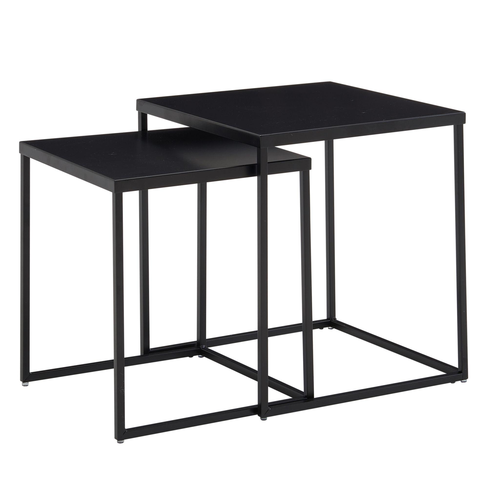 wohnli-moebel-suche-800001054173 Wohnli Möbelsuche - BEISTELLTISCH Set – 2-teilig Schwarz Stahl Industriestil mit Anti-Rutsch