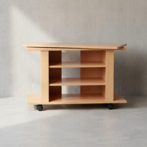 wohnli-moebel-suche-800001054182-1 TV Board – Buchenholz drehbar rollbar 3 Ebenen Holz KADIMA DESIGN Möbel > Tische > Beistelltische Braun