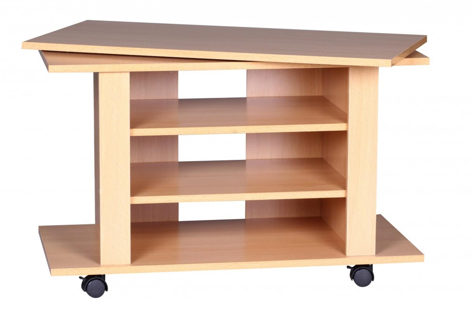 Wohnli Möbelsuche - TV Board – Buchenholz drehbar rollbar 3 Ebenen
