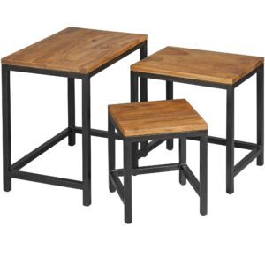 wohnli-moebel-suche-800001054184 Wohnli Möbelsuche - BEISTELLTISCH Set – 3-teilig Massivholz Metallbeine handgefertigt