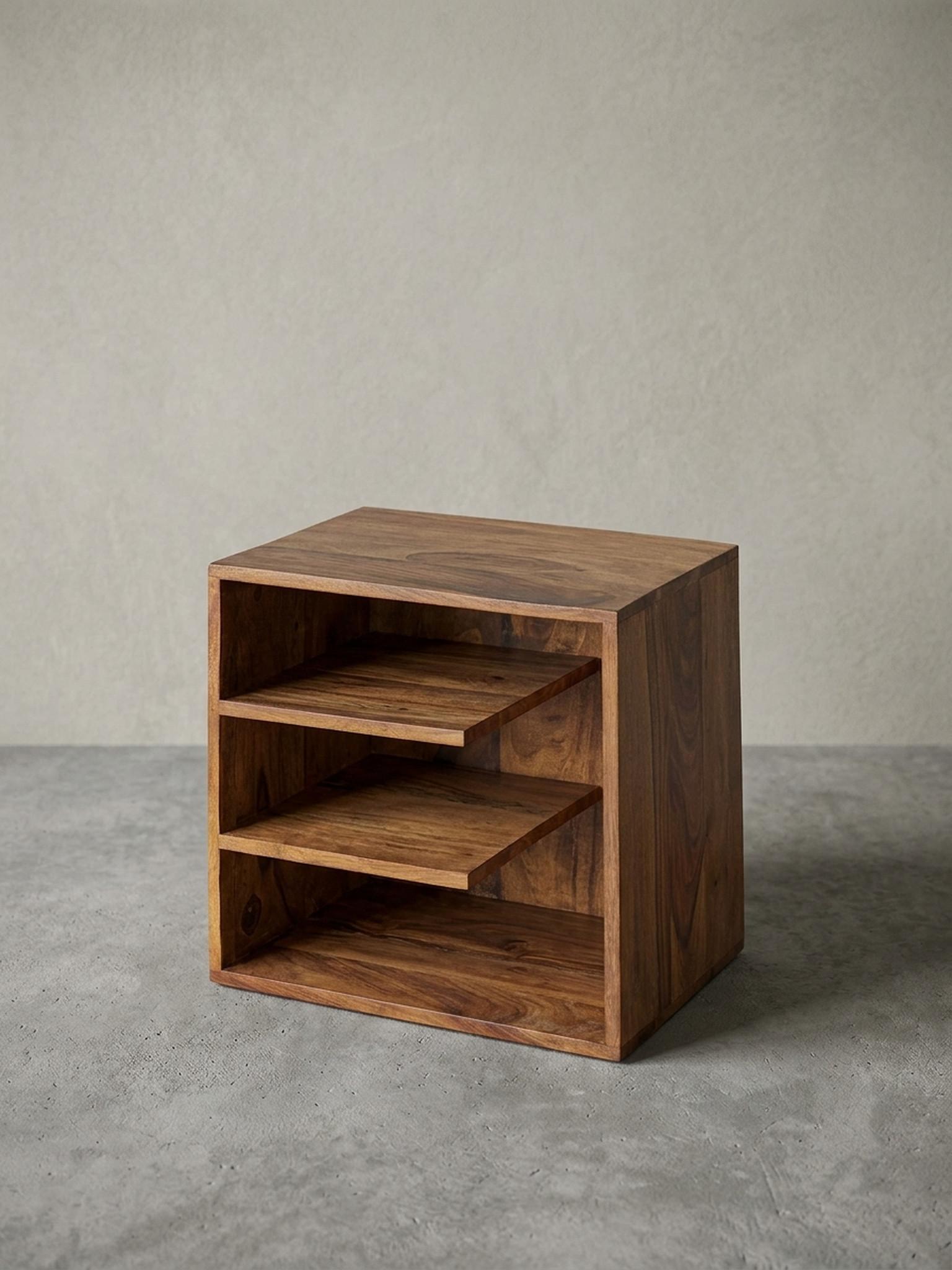 BEISTELLTISCH – Massivholz 43x43x30 cm mit 3 Ablageflächen Holz KADIMA DESIGN Möbel > Tische > Beistelltische Braun