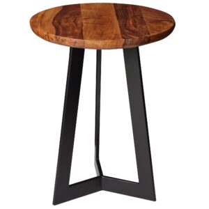 wohnli-moebel-suche-800001054189 Wohnli Möbelsuche - BEISTELLTISCH – Holz Metall Braun Schwarz 40x40 cm Industrial Maserung