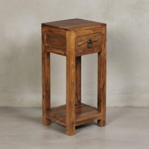 BEISTELLTISCH – Massivholz 30x30x68 cm mit Ablage und Schublade handgefertigt Holz KADIMA DESIGN Möbel > Tische > Beistelltische Braun