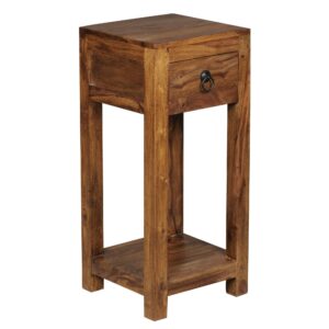 wohnli-moebel-suche-800001054195 Wohnli Möbelsuche - BEISTELLTISCH – Massivholz 30x30x68 cm mit Ablage und Schublade handgefertigt