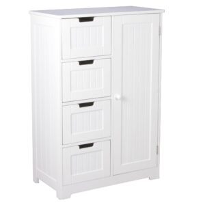 wohnli-moebel-suche-800001054211 Wohnli Möbelsuche - BADSCHRANK Weiß 56 x 83 x 30 cm im Landhausstil aus MDF mit 4 Schubladen und 1 Tür PATTI