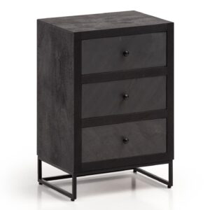wohnli-moebel-suche-800001056032 Wohnli Möbelsuche - NACHTTISCH Massivholz Steinoptik 3 Schubladen Metallgestell