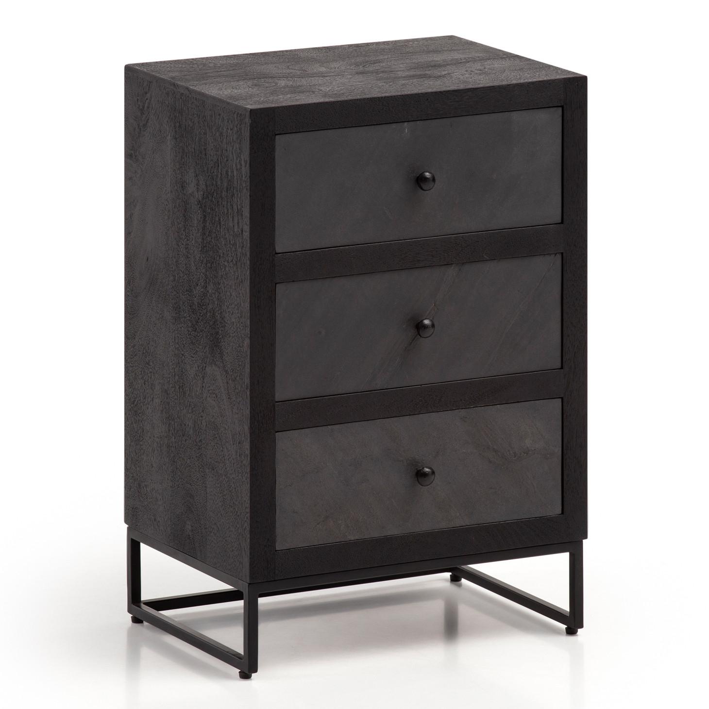 wohnli-moebel-suche-800001056032 Wohnli Möbelsuche - NACHTTISCH Massivholz Steinoptik 3 Schubladen Metallgestell