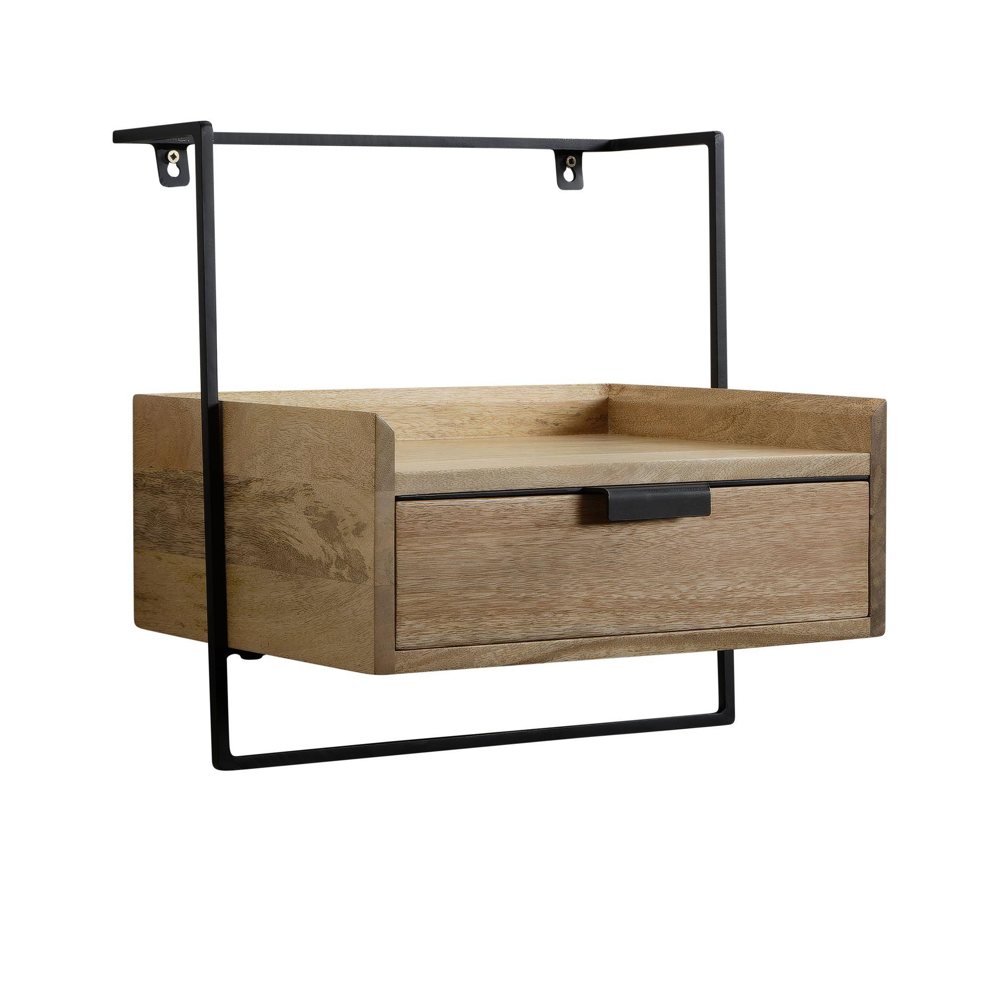 wohnli-moebel-suche-800001056154 Wohnli Möbelsuche - NACHTTISCH Mango Massivholz Wandmontage Schublade Boxspringbett