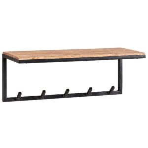 wohnli-moebel-suche-800001058069 Wohnli Möbelsuche - WANDGARDEROBE Akazie Massivholz Metall Modern 70x27x30 cm mit Hakenleiste und Ablage