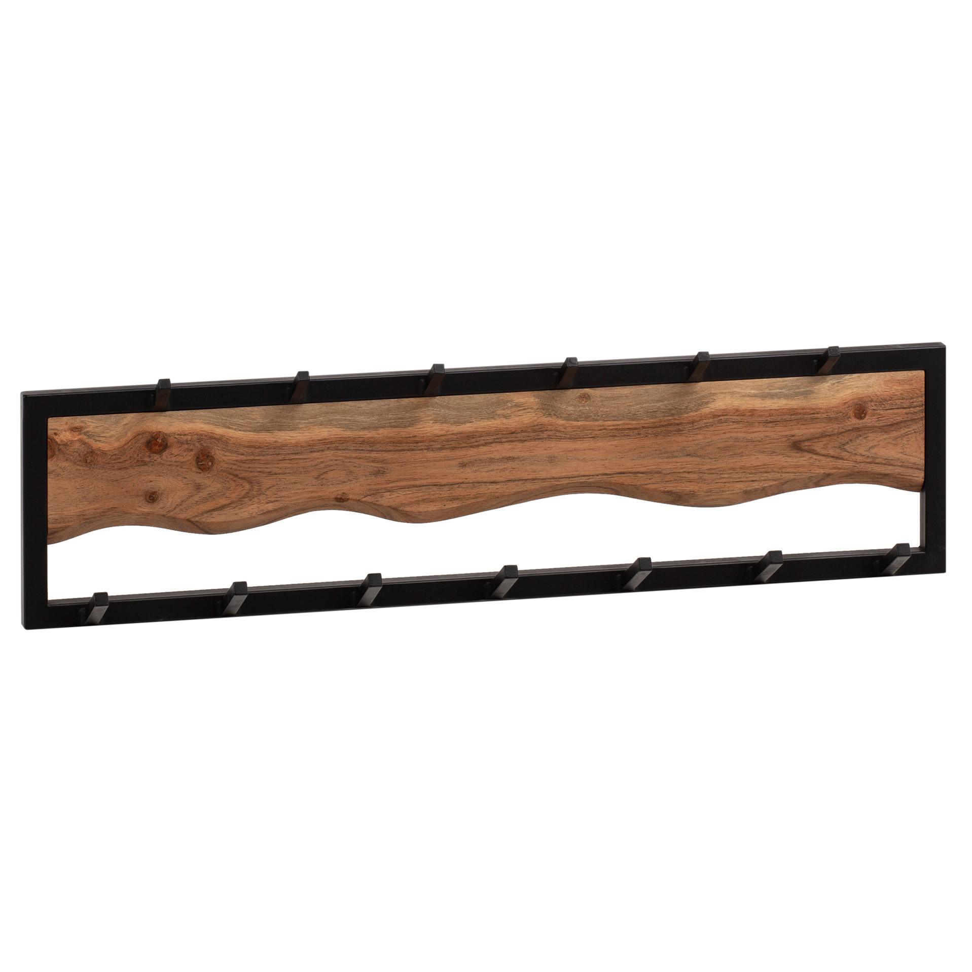 wohnli-moebel-suche-800001058075 Wohnli Möbelsuche - WANDGARDEROBE Akazie Massivholz Metall Modern 80x20x8 cm mit Wellenmuster