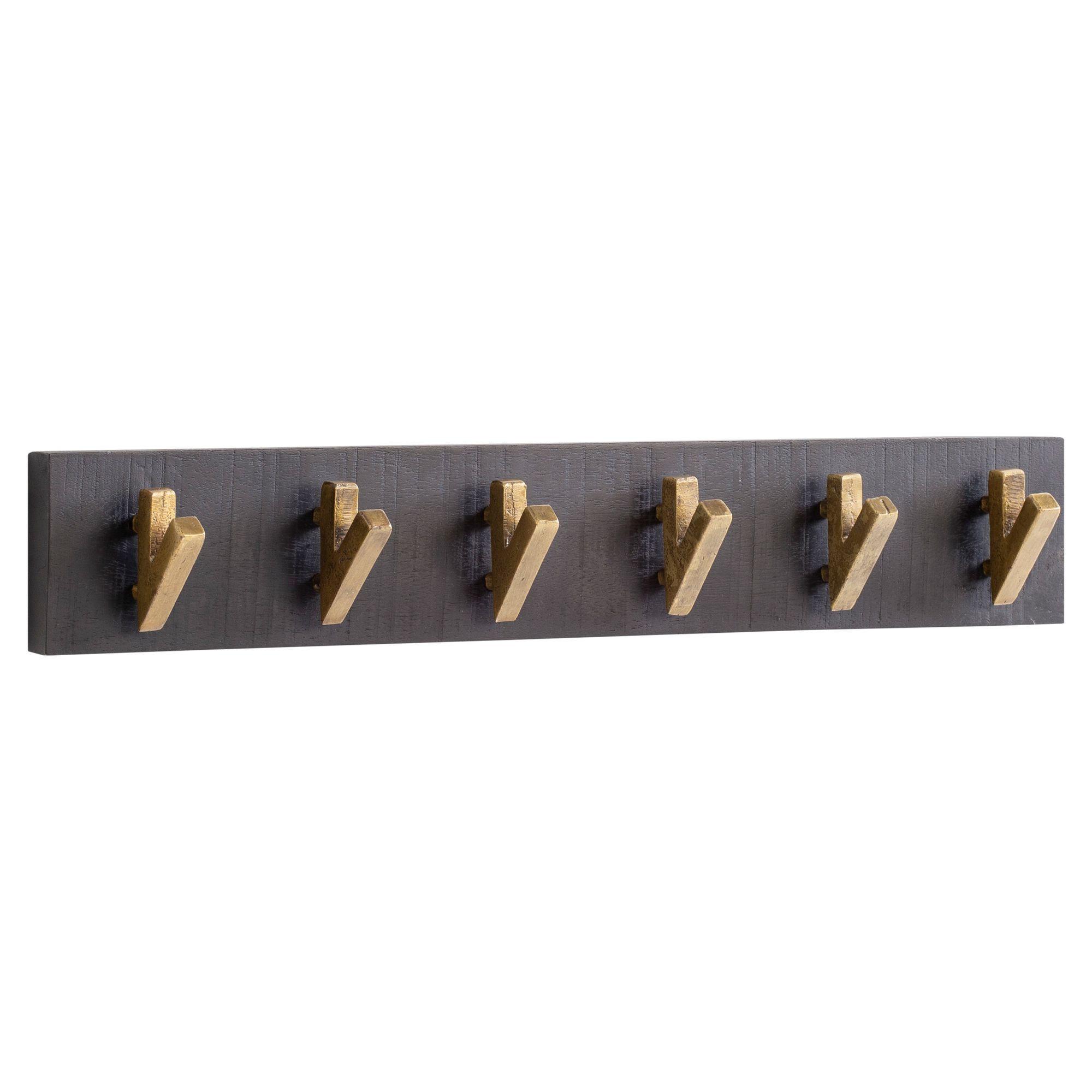 wohnli-moebel-suche-800001058084 Wohnli Möbelsuche - WANDGARDEROBE Mango Massivholz Metall Modern 60x10x8 cm Schwarz Gold
