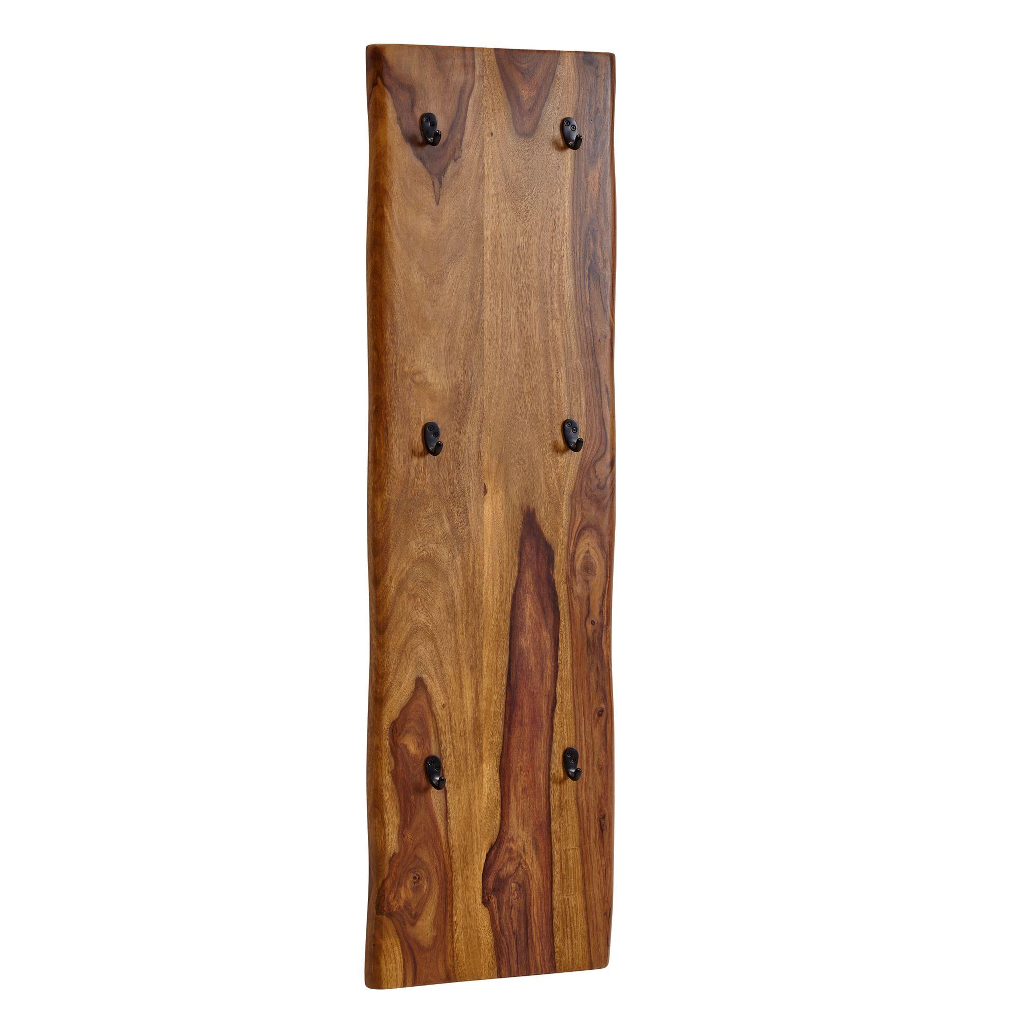 wohnli-moebel-suche-800001058104 Wohnli Möbelsuche - WANDGARDEROBE Massivholz Metall Modern mit Baumkante und 6 Haken